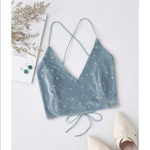 Lace up star crop tank